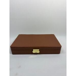 Scully & Scully Brown Leather Jewelry Box with Clasp (no key) Clean! 10.5"x6.5"